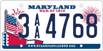 MD license plate 3AA4768