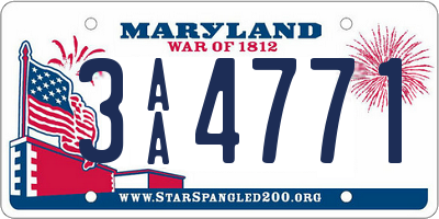 MD license plate 3AA4771