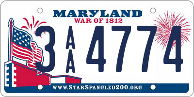 MD license plate 3AA4774