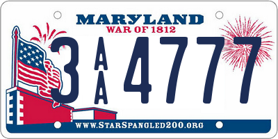 MD license plate 3AA4777