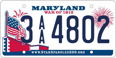 MD license plate 3AA4802