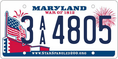 MD license plate 3AA4805