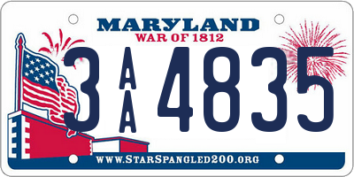 MD license plate 3AA4835