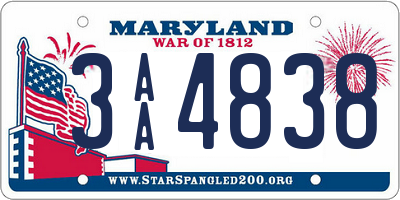 MD license plate 3AA4838