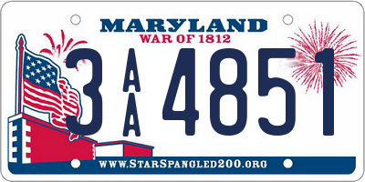 MD license plate 3AA4851