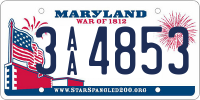 MD license plate 3AA4853