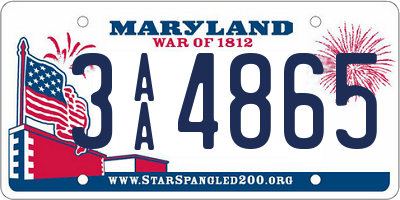 MD license plate 3AA4865