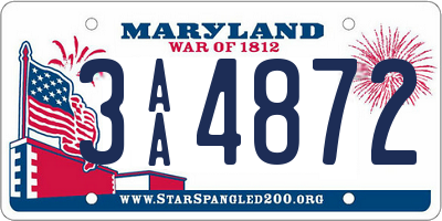 MD license plate 3AA4872