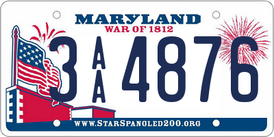 MD license plate 3AA4876