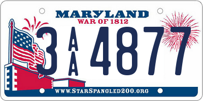 MD license plate 3AA4877