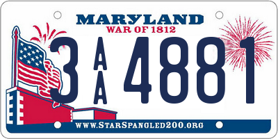 MD license plate 3AA4881