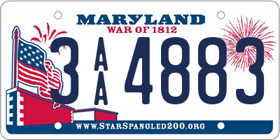 MD license plate 3AA4883