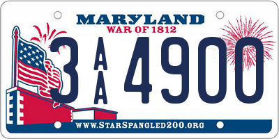 MD license plate 3AA4900