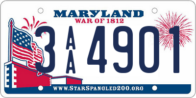 MD license plate 3AA4901