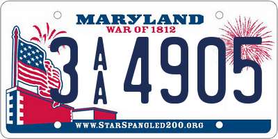 MD license plate 3AA4905