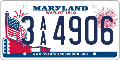 MD license plate 3AA4906