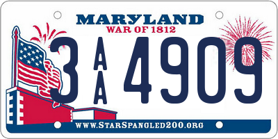 MD license plate 3AA4909