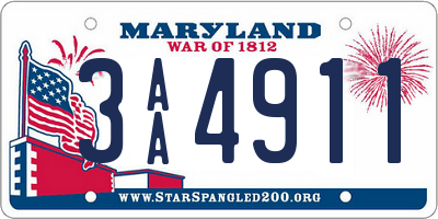 MD license plate 3AA4911