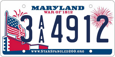 MD license plate 3AA4912