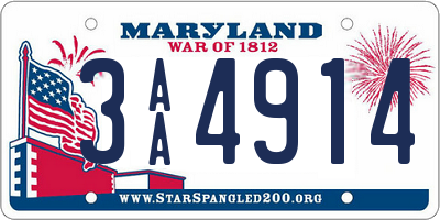 MD license plate 3AA4914