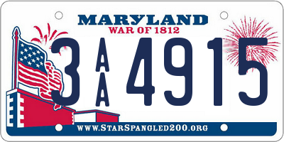 MD license plate 3AA4915