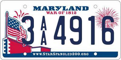 MD license plate 3AA4916