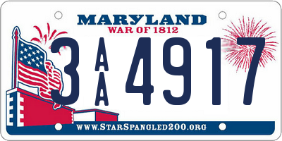 MD license plate 3AA4917