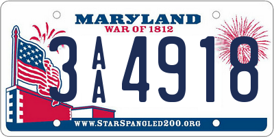 MD license plate 3AA4918