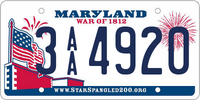 MD license plate 3AA4920