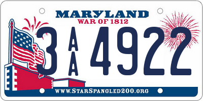 MD license plate 3AA4922