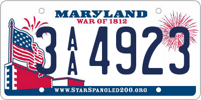 MD license plate 3AA4923