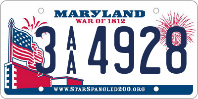 MD license plate 3AA4928