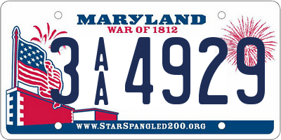 MD license plate 3AA4929