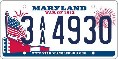 MD license plate 3AA4930