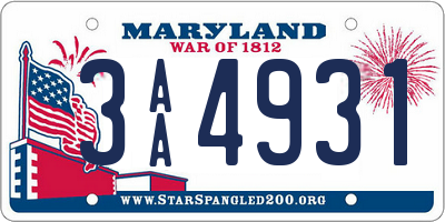 MD license plate 3AA4931