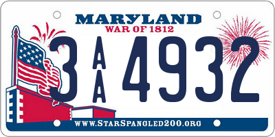 MD license plate 3AA4932