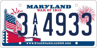 MD license plate 3AA4933