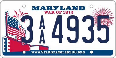 MD license plate 3AA4935