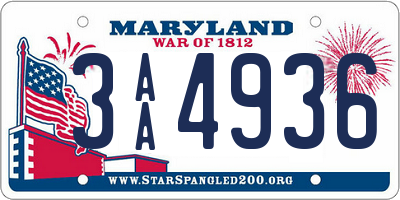 MD license plate 3AA4936