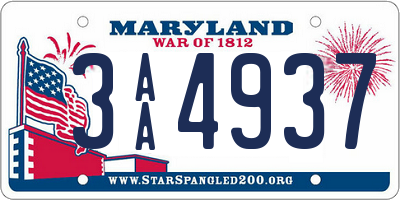 MD license plate 3AA4937