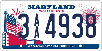 MD license plate 3AA4938