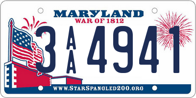 MD license plate 3AA4941