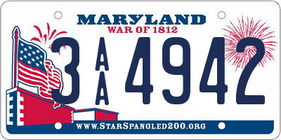 MD license plate 3AA4942