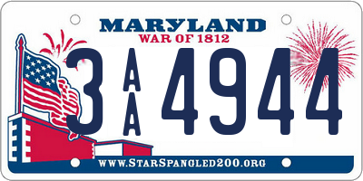 MD license plate 3AA4944