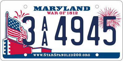 MD license plate 3AA4945