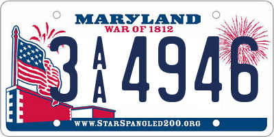 MD license plate 3AA4946