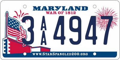 MD license plate 3AA4947