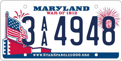 MD license plate 3AA4948