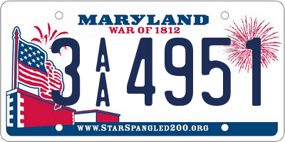 MD license plate 3AA4951