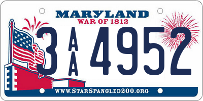 MD license plate 3AA4952